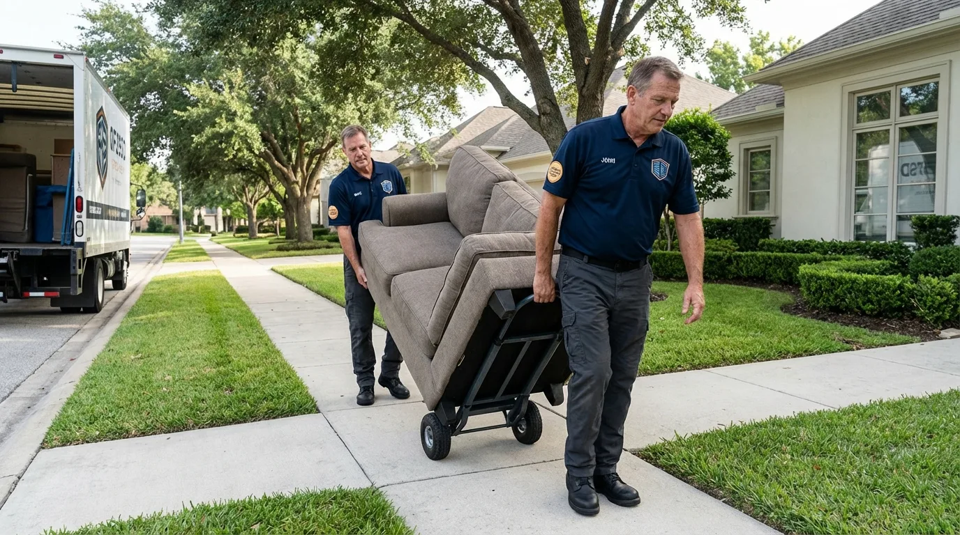 Local residential moving crew loading furniture in Sparks, GA